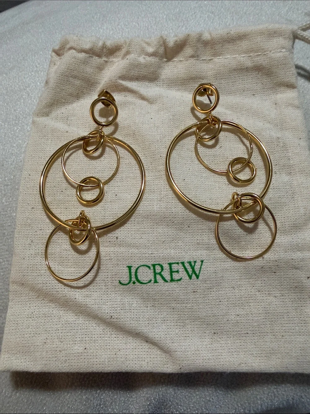J. Crew Gold Concentric Hoop Drop Earrings